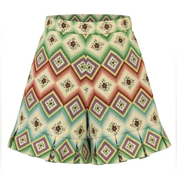 Autumn Adeigbo Printed Mini High-Waisted Structured Shorts Size 0 - Picture 1 of 9